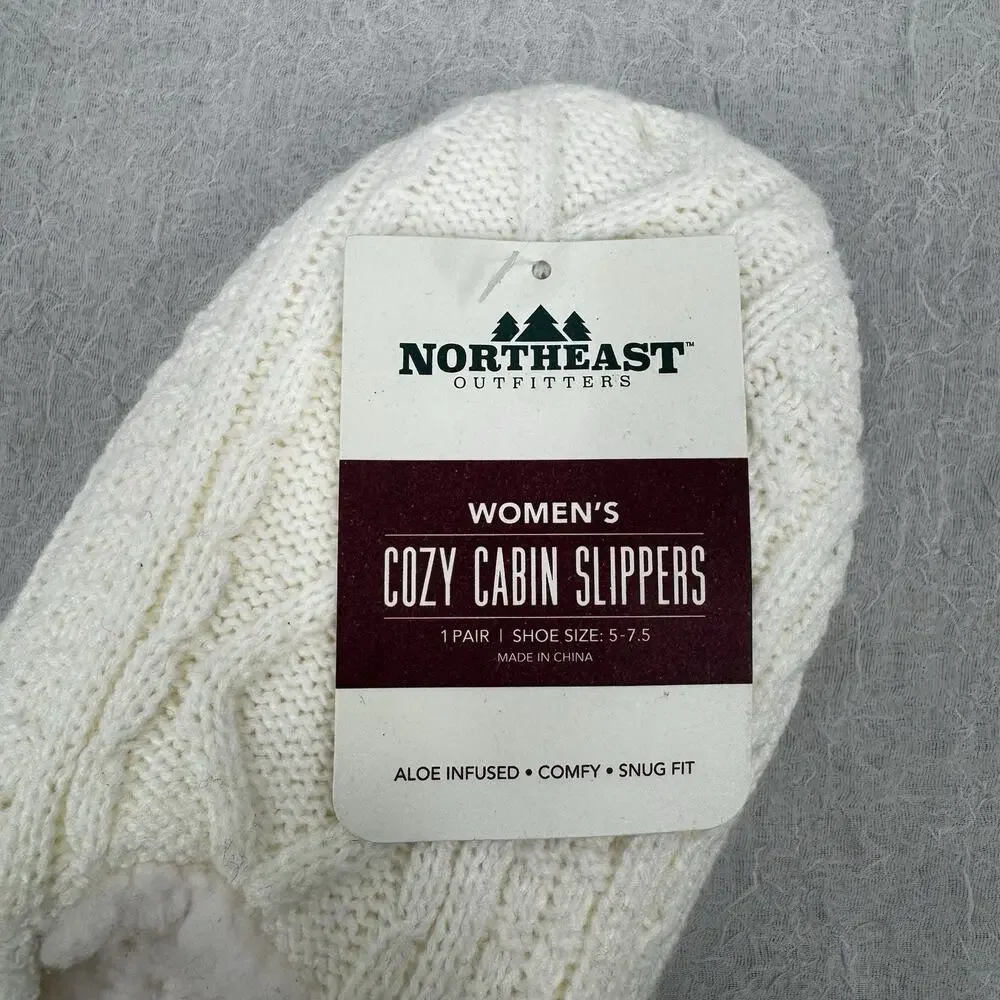 Northeast Outfitters Cozy Cabin Women's Diamond Knit Slippers S/M Cream